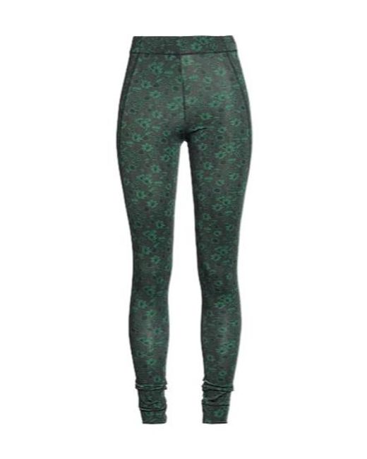 Ganni Green High-Waisted Stretch Floral Leggings