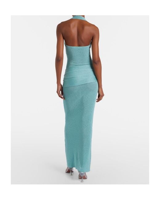 AYA MUSE Blue Knitted Sequined Dress