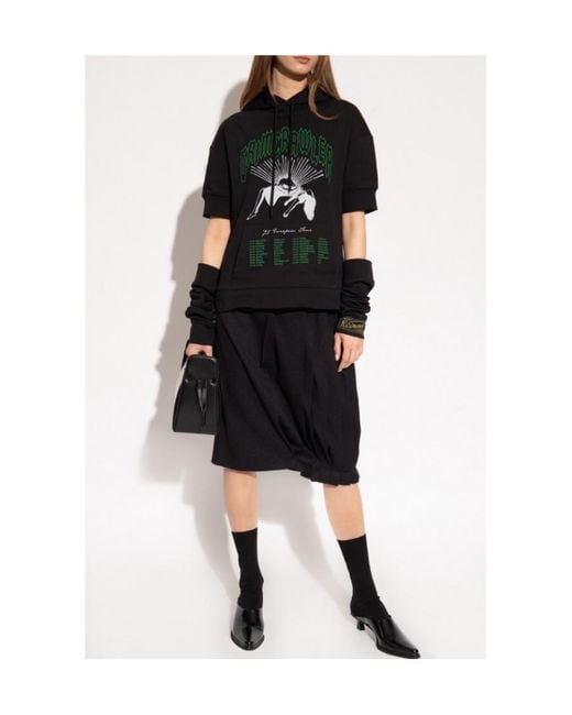 Raf Simons Black Grimrawler-Printed Attached Sleeve Hoodie