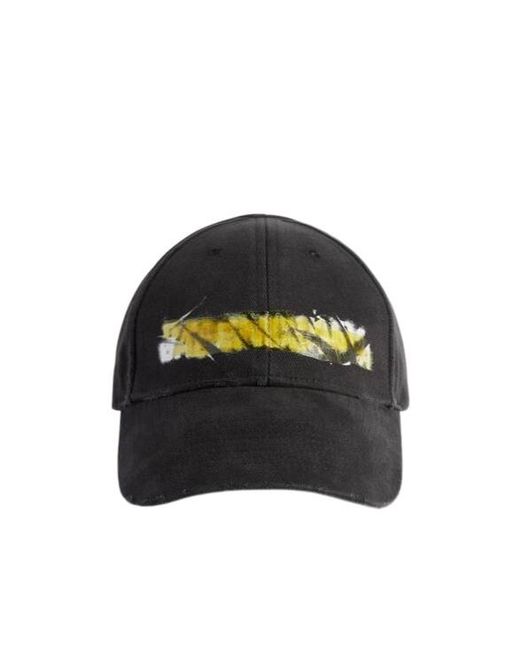 Balenciaga Black Spray Artwork Baseball Hat for men