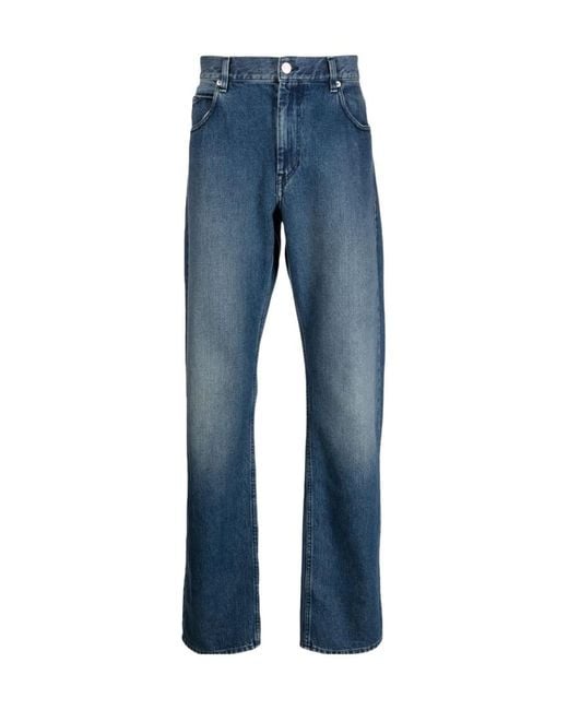 Isabel Marant Blue Logo-Patch Straight-Leg Jeans for men