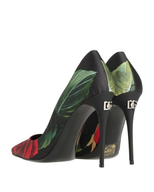 Dolce & Gabbana Green Pointed-Toe Floral High Heels