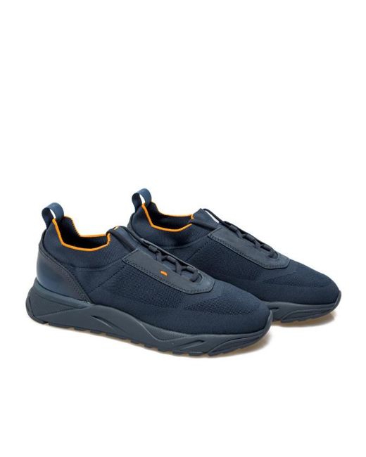 Santoni Blue Panelled Sneakers for men