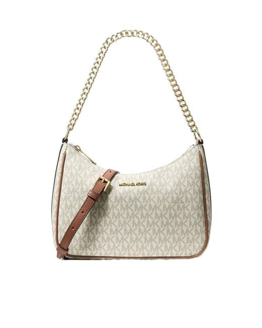 Michael Kors White Jet Set Travel Large Signature Logo Convertible Crossbody Bag