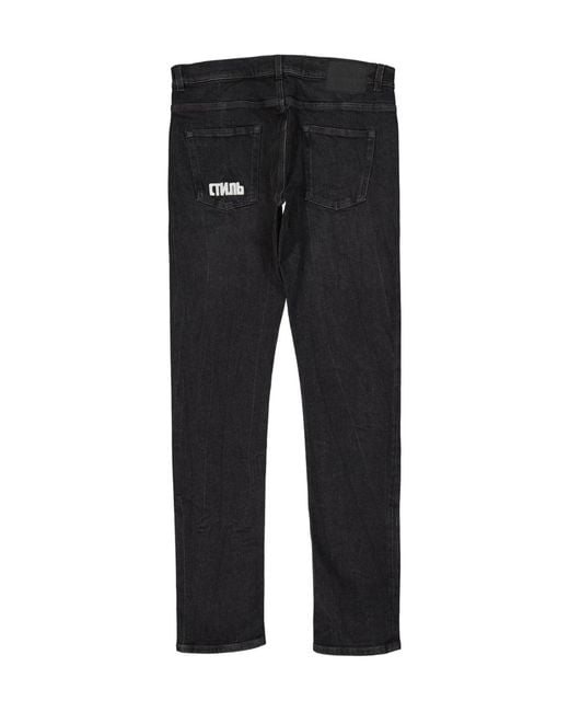 Heron Preston Black Logo-Print Slim-Fit Jeans for men