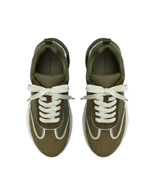 Tory Burch Green Logo-Patch Sneakers