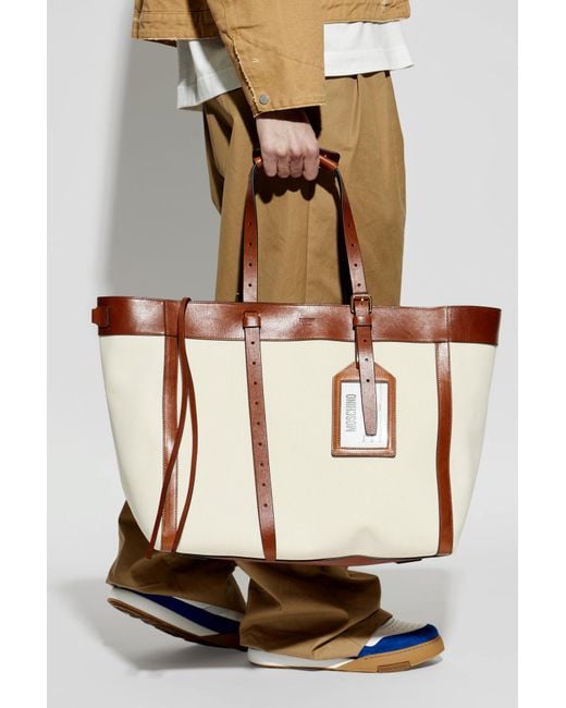 Moschino White Logo Embellished Shopper Bag for men