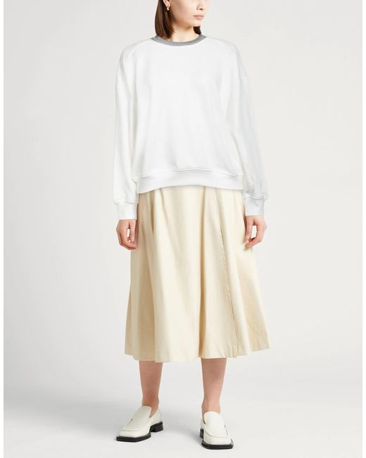Brunello Cucinelli White Solid Color Crew Neck Sweatshirt