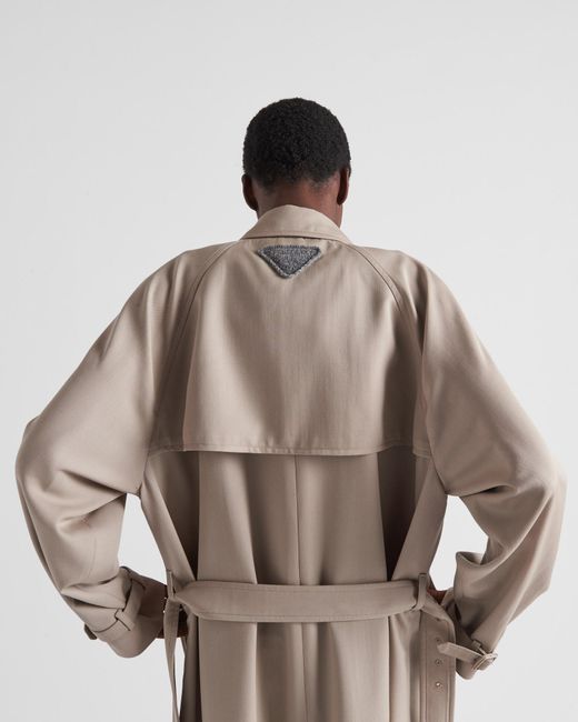 Prada Natural Belted Button-Up Coat for men