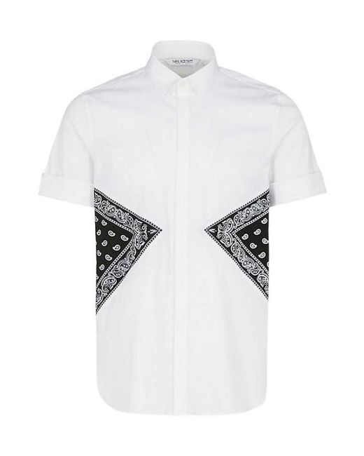 Neil Barrett White Short-Sleeved Lapel Shirt for men