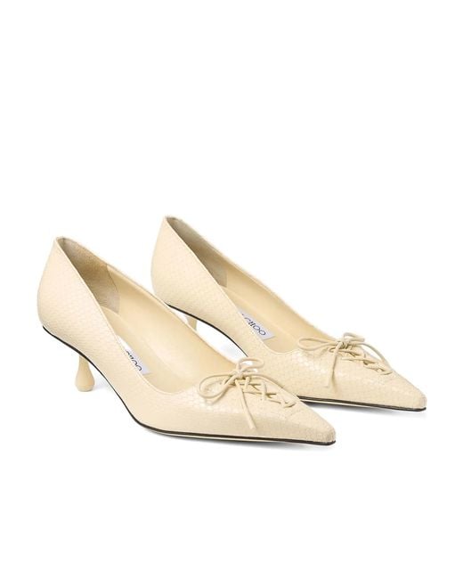 Jimmy Choo Natural 50Mm Scarlett Lace-Up Pointed-Toe Pumps