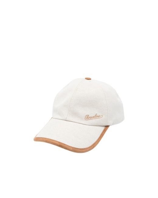 Borsalino White Logo-Embroidered Baseball Cap