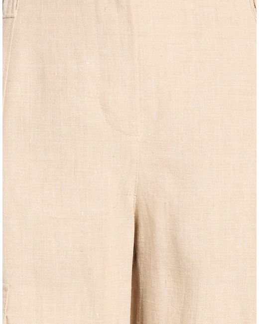 Brunello Cucinelli Natural Solid Color Linen Cargo Pants
