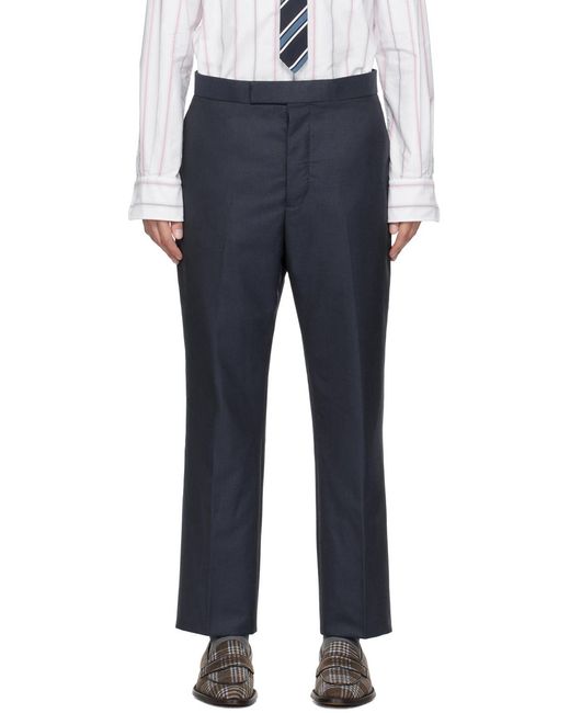 Thom Browne Blue Fit 1 Backstrap Cropped Trousers for men