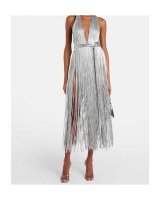 Area White Fringed Metallic-Effect Jersey Gown
