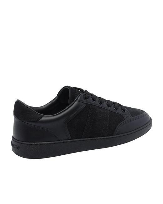 Ferragamo Black Round-Toe Lace-Up Sneakers for men