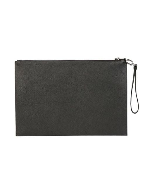 Prada Black Saffiano Leather Pouch for men