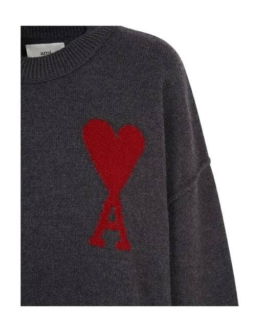 AMI Gray Ami Paris Sweater for men