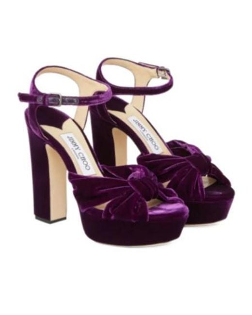 Jimmy Choo Purple 120Mm Heloise Velvet Sandals