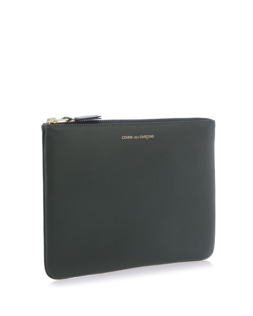 Comme des Garçons Black Comme Des Garçons Wallet Logo Detailed Zip-Up Pouch