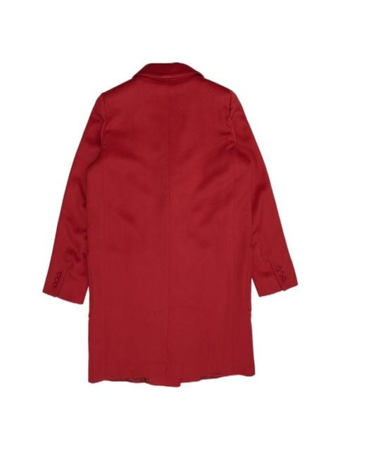 Max Mara Red Single-Breasted Medium-Length Coat