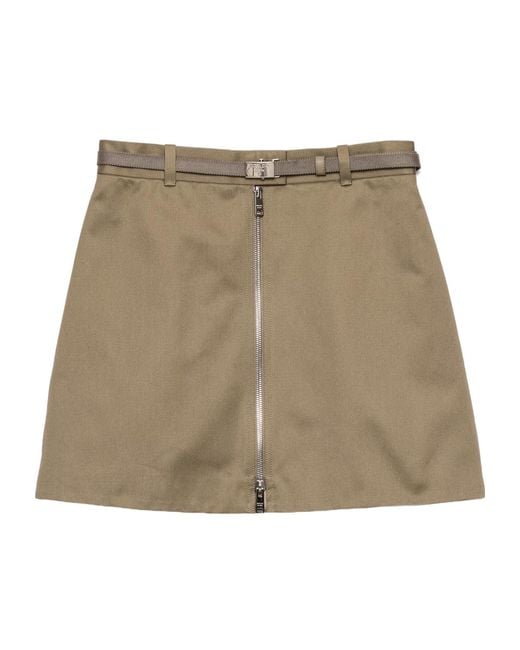 Prada Natural Argilla Belted Mini Skirt