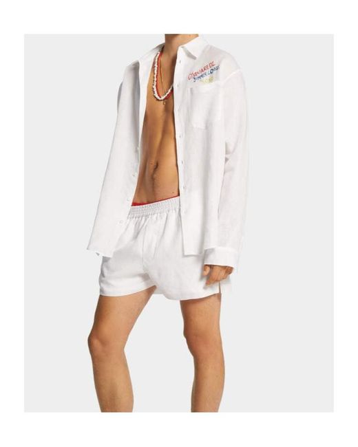 DSquared² White Summer Lovers Oversized Shirt for men