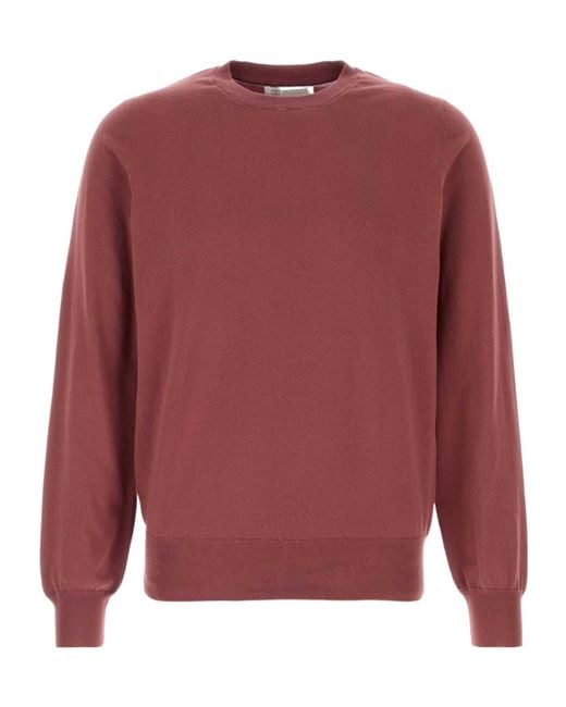Brunello Cucinelli Red Grape Cotton Sweater for men