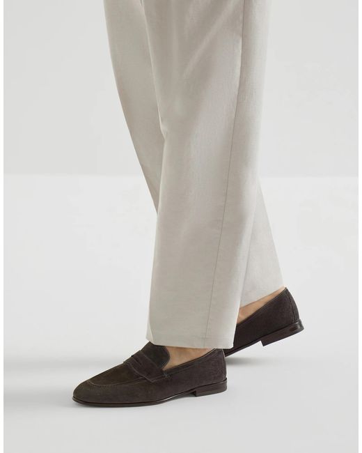 Brunello Cucinelli Brown Slip-On Penny Loafers for men