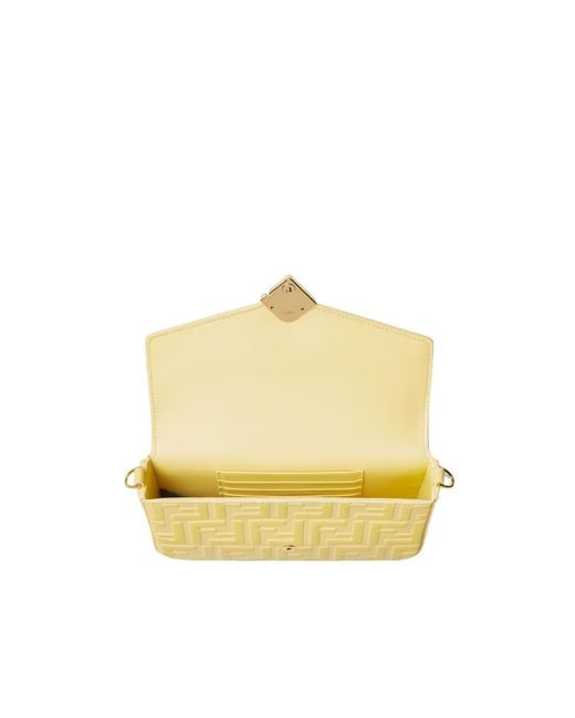 Fendi Yellow Embossed Chain Wallet