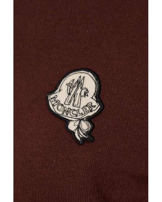 Moncler Red Logo Patch Zip-Up Hoodie
