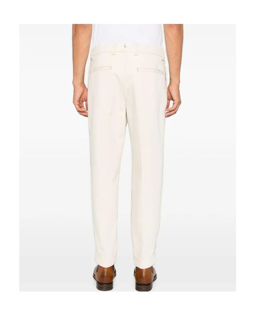 Berwich Natural Pleated-Front Turn-Up Trousers for men