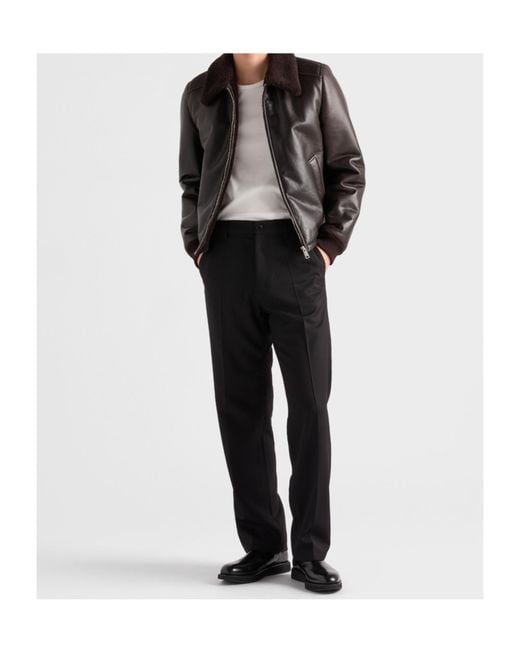 Prada Black Leather And Shearling Jacket for men