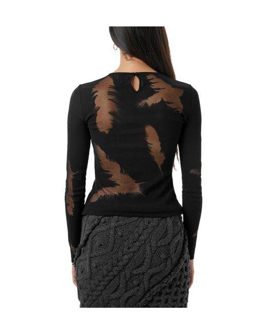 McQueen Blue Ink Print Long-Sleeve Cropped Top