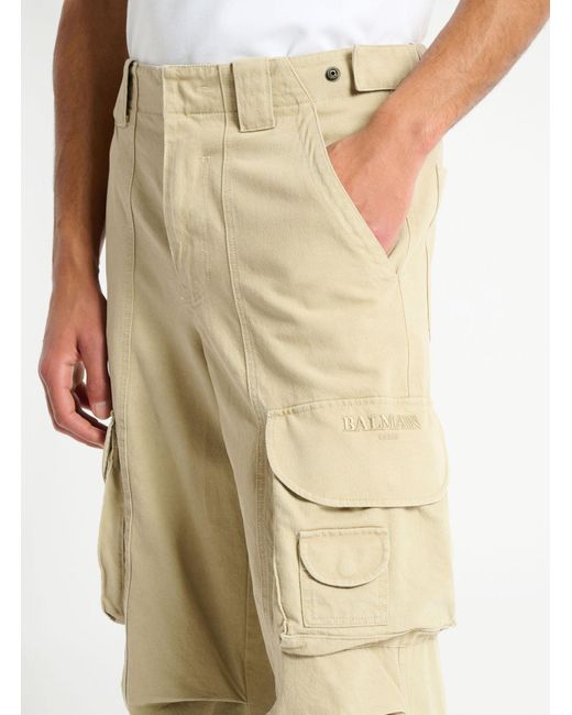 Balmain Natural Cotton Cargo Pants for men
