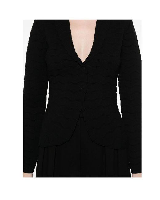 Emporio Armani Black Button-Up Textured Jacket