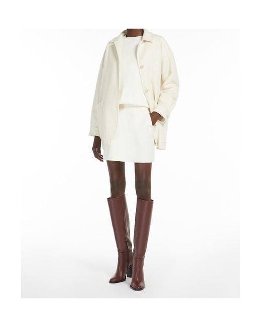 Max Mara White Eligio Single-Breasted Straight Hem Coat