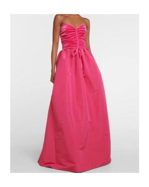 Monique Lhuillier Pink Strapless Silk Gown