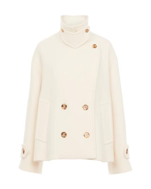 Chloé Natural Chloé Double-Breasted Buttoned Coat
