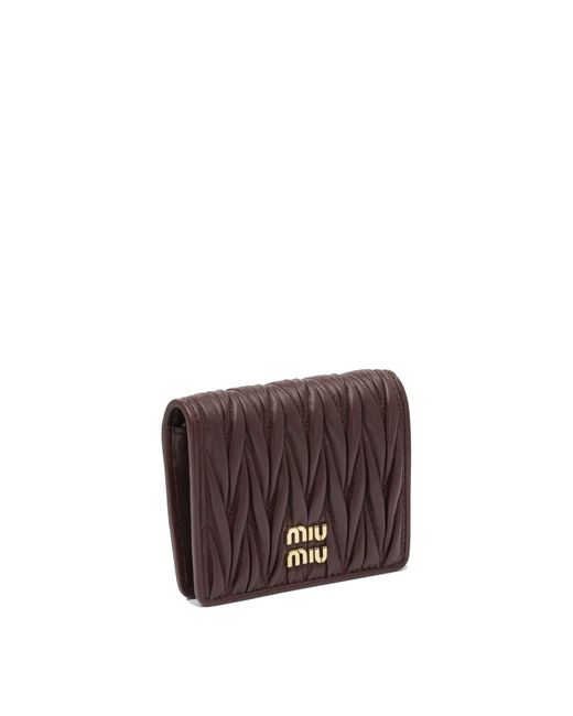Miu Miu Purple Logo-Lettering Matelassé Bi-Fold Wallet