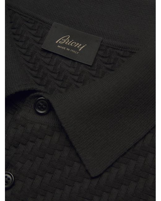 Brioni Black Trama Polo Shirt for men