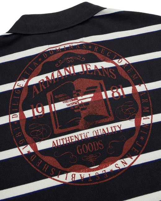 Armani Jeans Black Logo Striped Polo Shirt for men
