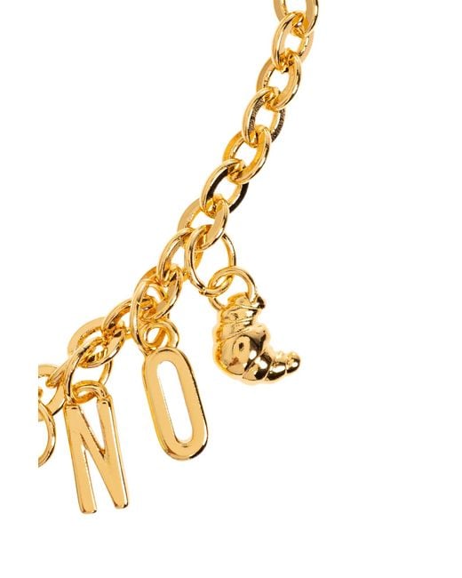 Moschino Metallic Logo Charm Bracelet