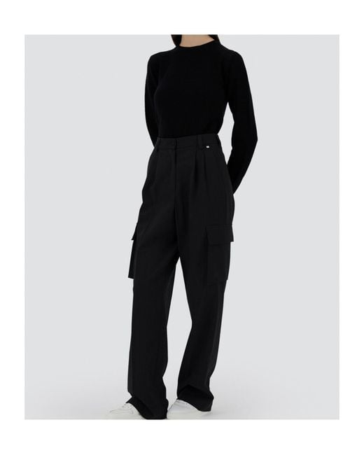 Herno Black High-Waisted Cargo Tailored Trousers