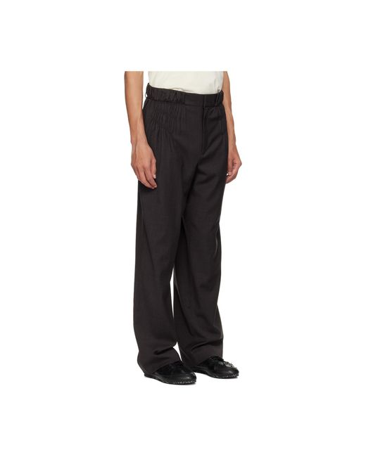 Kiko Kostadinov Black Minna Smocked Wide-Leg Pants for men