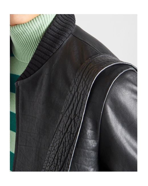 Prada Black Leather Bomber Jacket for men