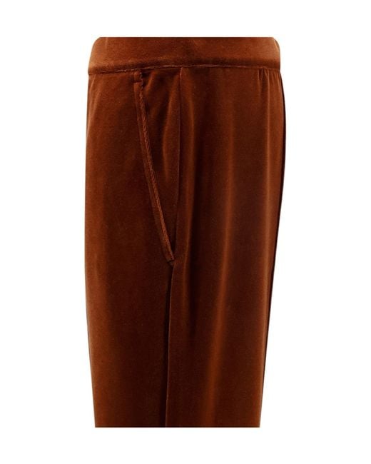 Tom Ford Brown Elasticated Waistband Velvet Trousers