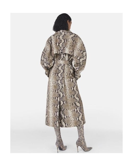 Stella McCartney Natural Graphic Printed Double Breasted Belted Trench Coat