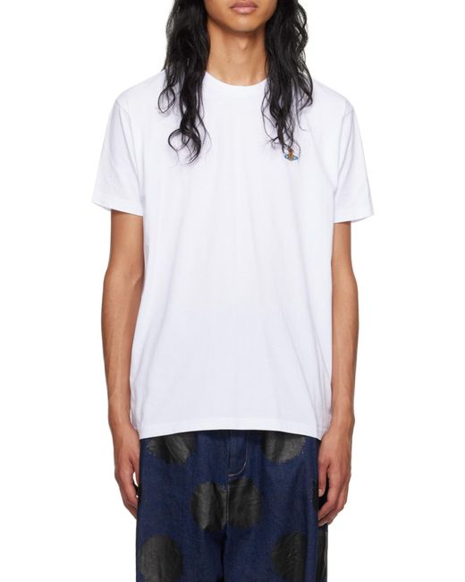 Vivienne Westwood Natural Logo Embroidered Crewneck T-Shirt for men