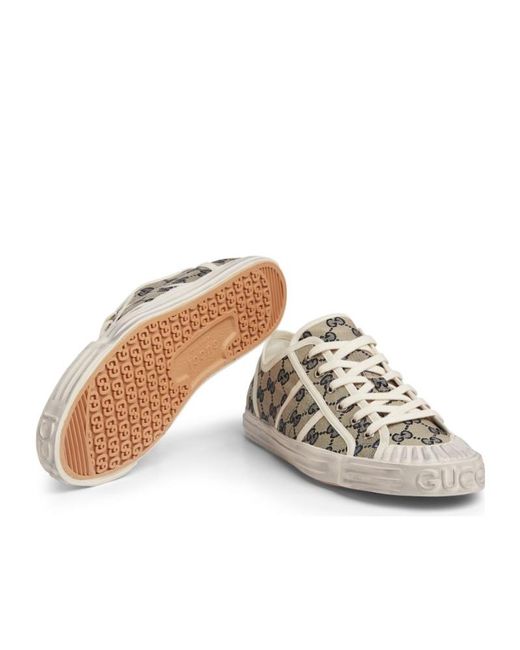 Gucci White Gg-Print Low-Top Sneakers for men